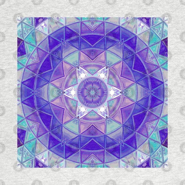 Mosaic Mandala Flower Purple Blue and White by WormholeOrbital